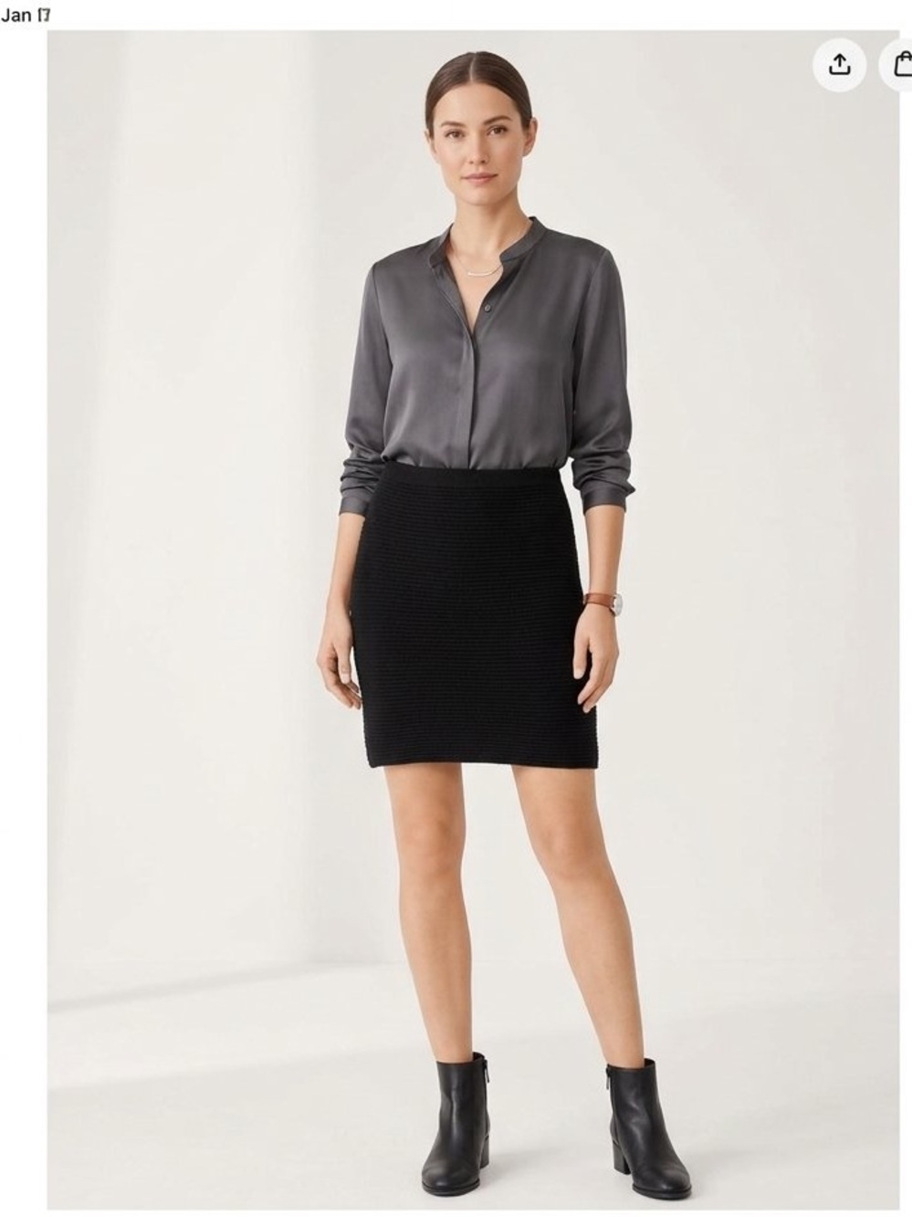 Eileen Fisher Wool Knit pull on Skirt Size Small